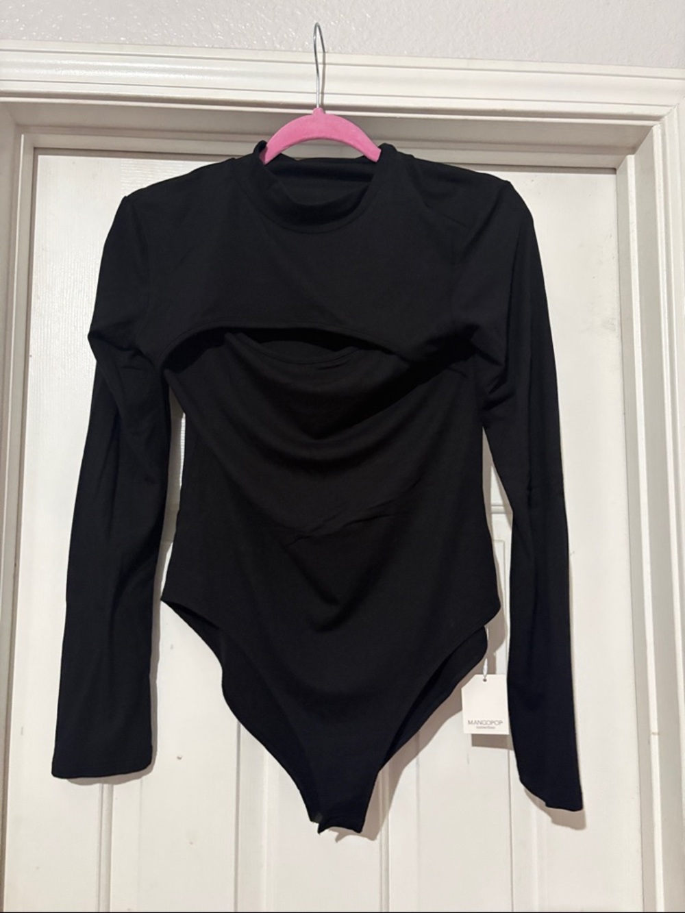 Black Long Sleeve Cutout Bodysuit